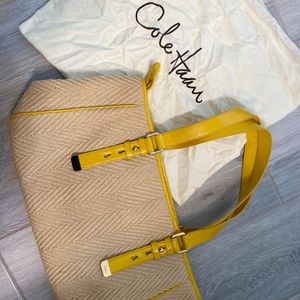 Cole Haan Tweed shoulder bag with yellow straps